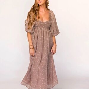 Worth Collective Harlow taupe floral maxi, size S